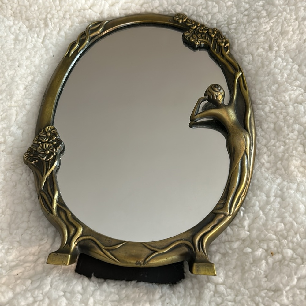 Vintage Art Nouveau Easel “Lady By The Lake” Table Mirror - Picture 13 of 15